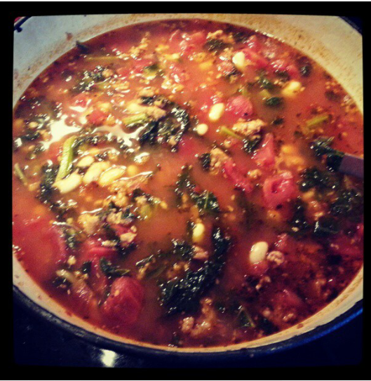 Tuscan Cannellini Bean Soup w/ Kale & Spicy Italian Sausage